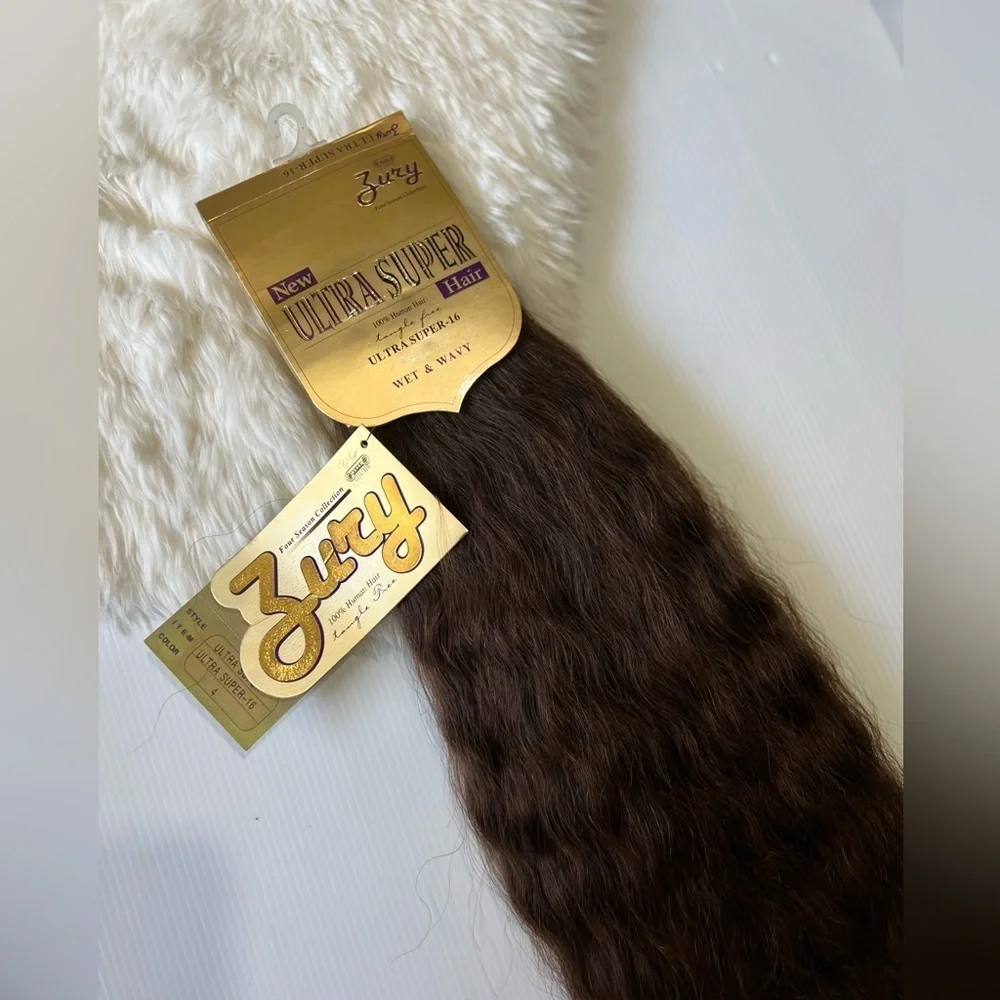 Kinky Straight Wavy 16 In 100% Human hair Extensions Medium dark brown …